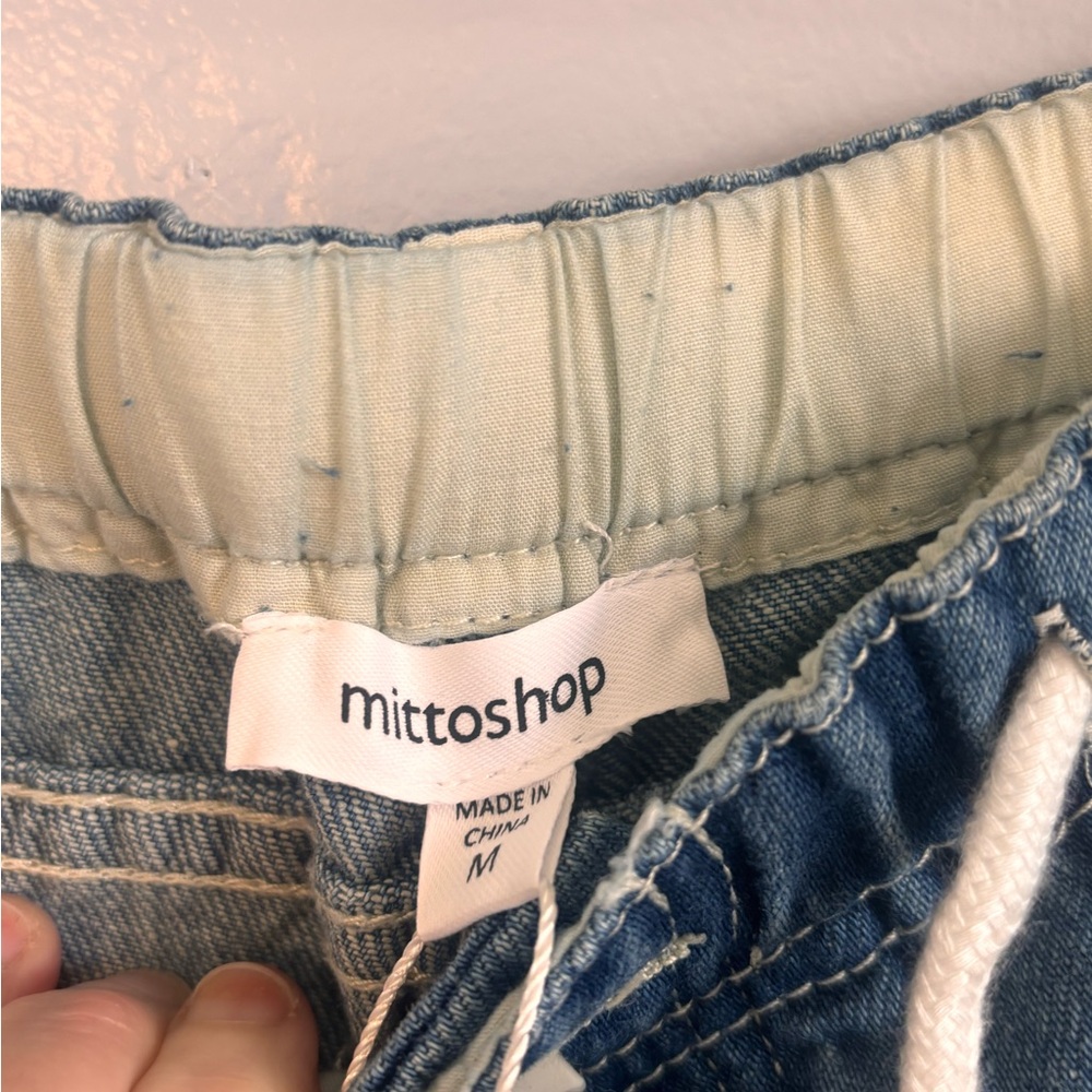 mittoshop Women’s Relaxed Distressed Blue Jeans with White Paint Accents. Sz M - Picture 4 of 9